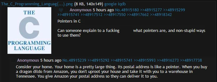 So, we pass via reference. If you were mailing a document to someone, you don't send them your entire house, you send them the address to your house.